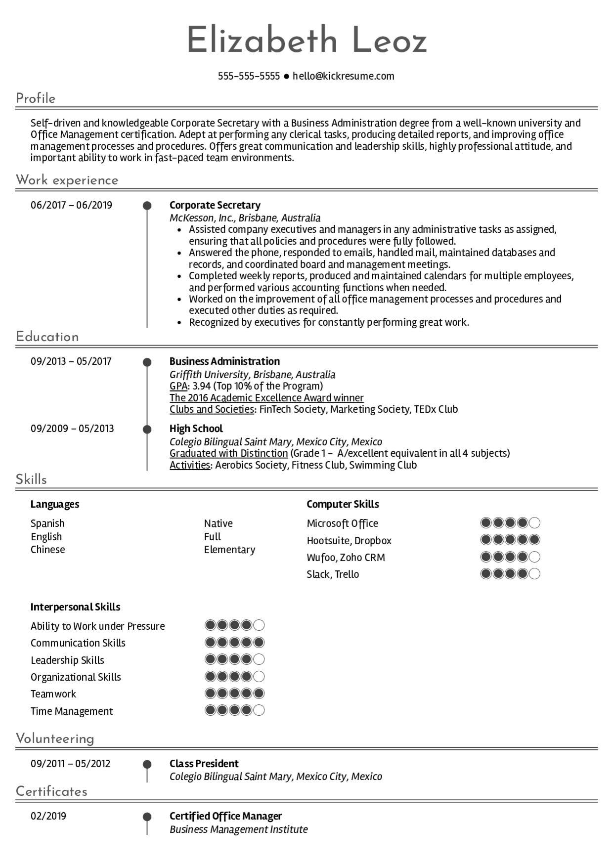 Resume Examplesreal People: Corporate Secretary Resume With Regard To Corporate Secretary Certificate Template