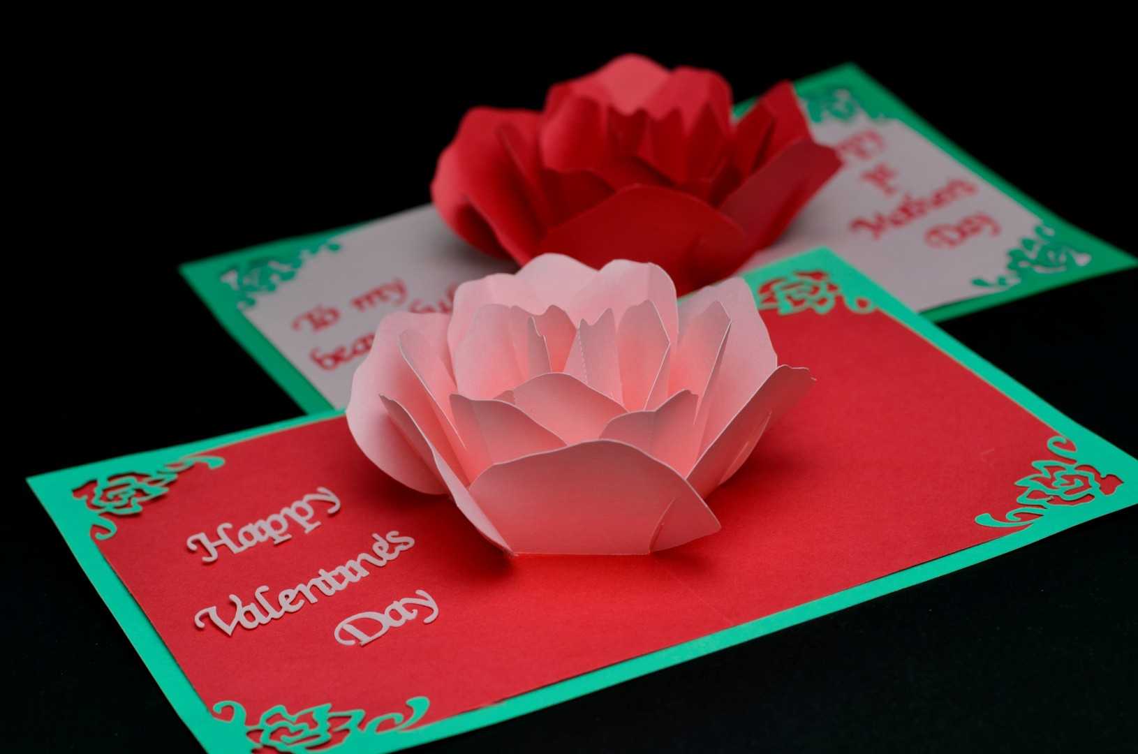 Rose Flower Pop Up Card Template Pertaining To Printable Pop Up Card Templates Free