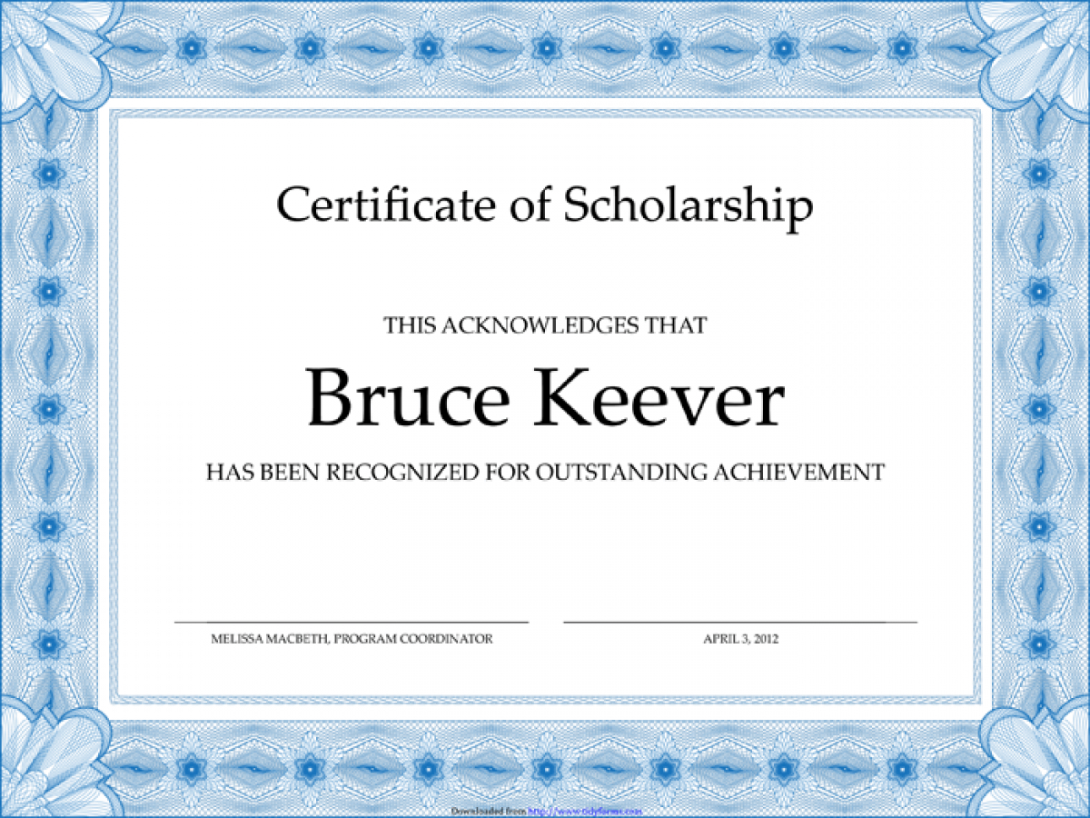 Scholarship Certificate Template Word And Eps Format For Scholarship Certificate Template Word