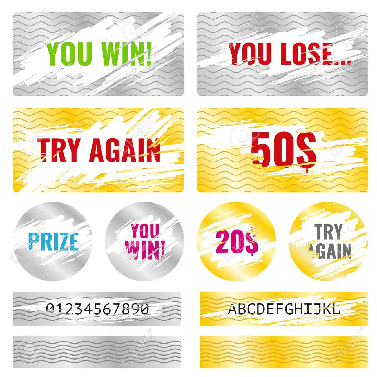 Scratch Card Game, Scratch And Win Lottery Vector Elements. Lottery.. Within Chance Card Template