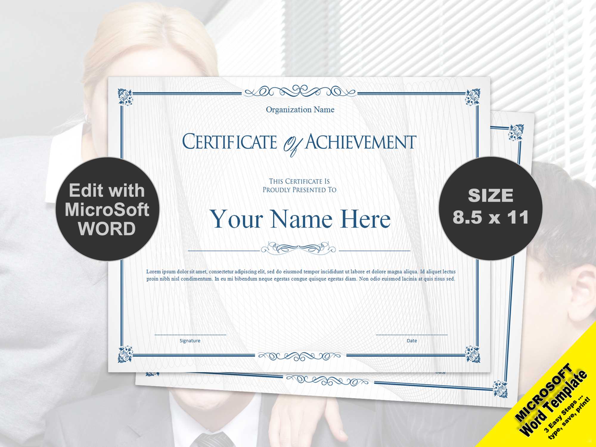 Scroll Certificate Of Achievement Template Digital Download Regarding Scroll Certificate Templates