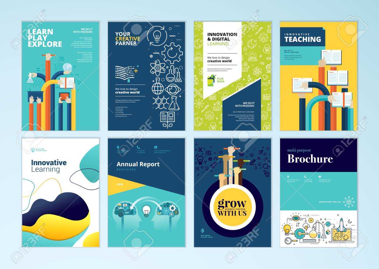 Set Of Brochure Design Templates On The Subject Of Education,.. With School Brochure Design Templates