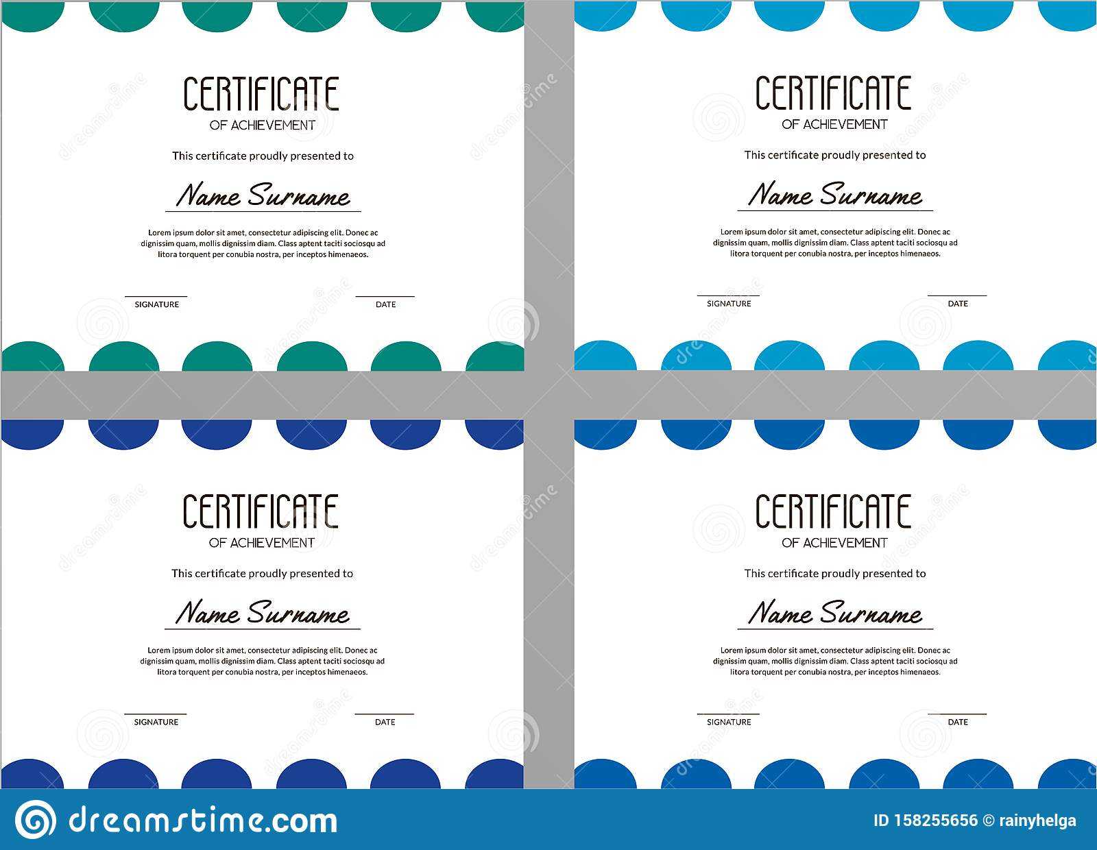 Set Of Clean Certificate Templates With Colorful Circles With Regard To Update Certificates That Use Certificate Templates