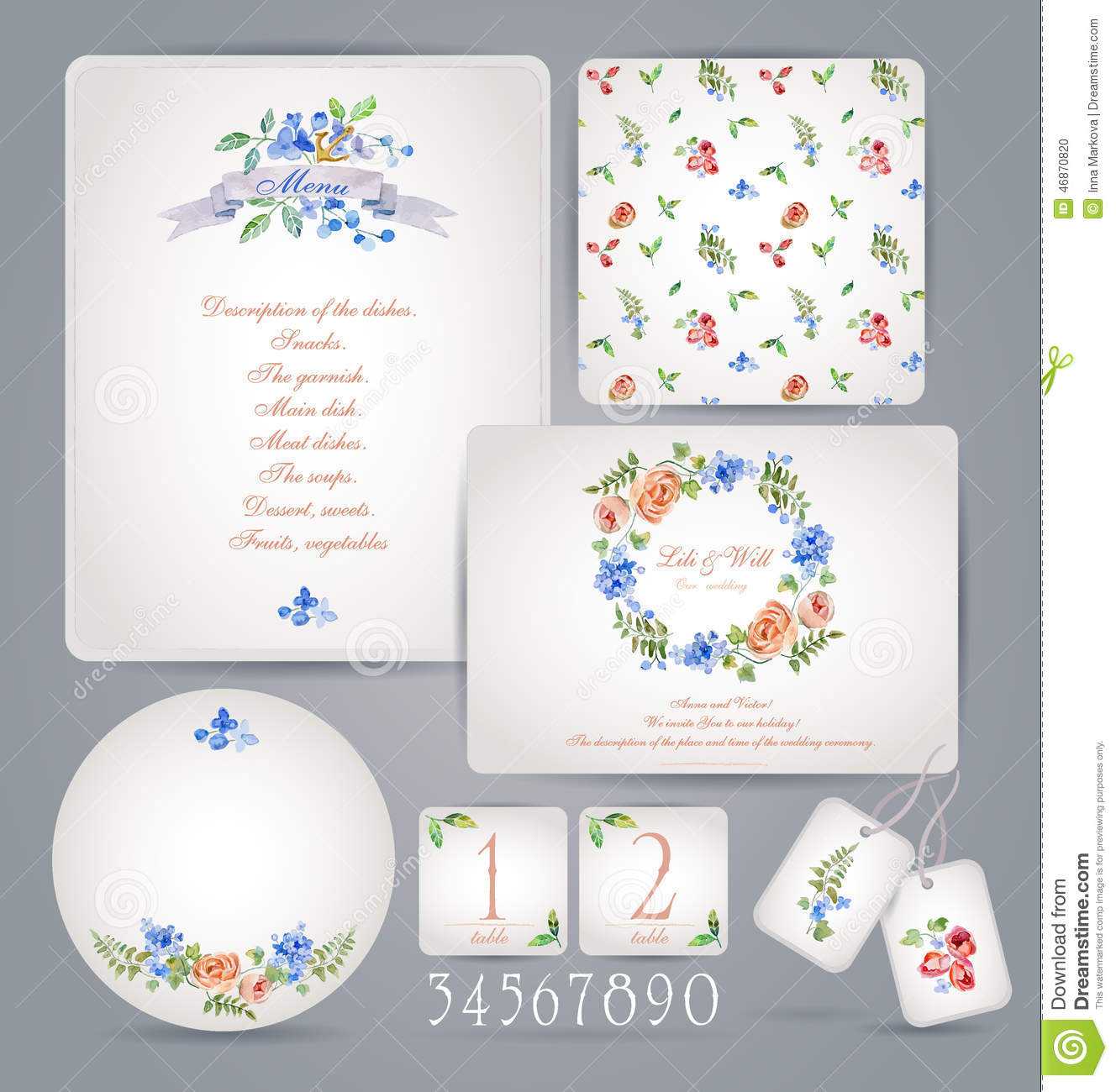 Set Of Templates For Celebration, Wedding. Stock Vector Pertaining To Celebrate It Templates Place Cards