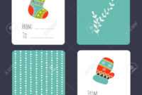 Set Of Winter Small Card Templates. Collection For Christmas.. with regard to Small Greeting Card Template