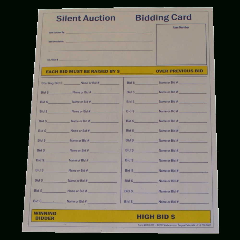 Silent Auction Sheets – Beyti.refinedtraveler.co In Auction Bid Cards Template