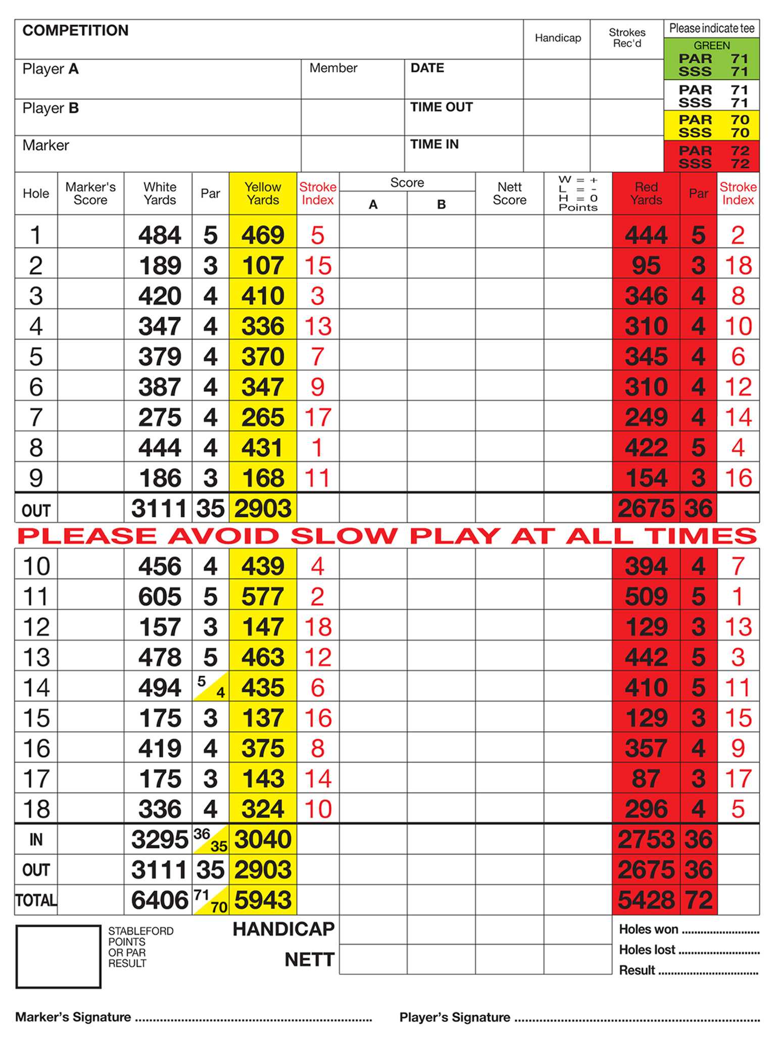 Silvermere Golf Club Score Card In Golf Score Cards Template