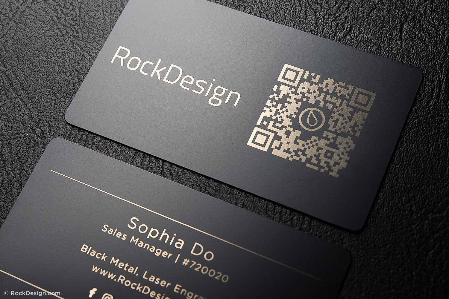 Simple Black Metal Business Cards – Sophia Do For Qr Code Business Card Template