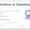 Simple Certificate Of Authenticity Template Pertaining To Certificate Of Authenticity Template