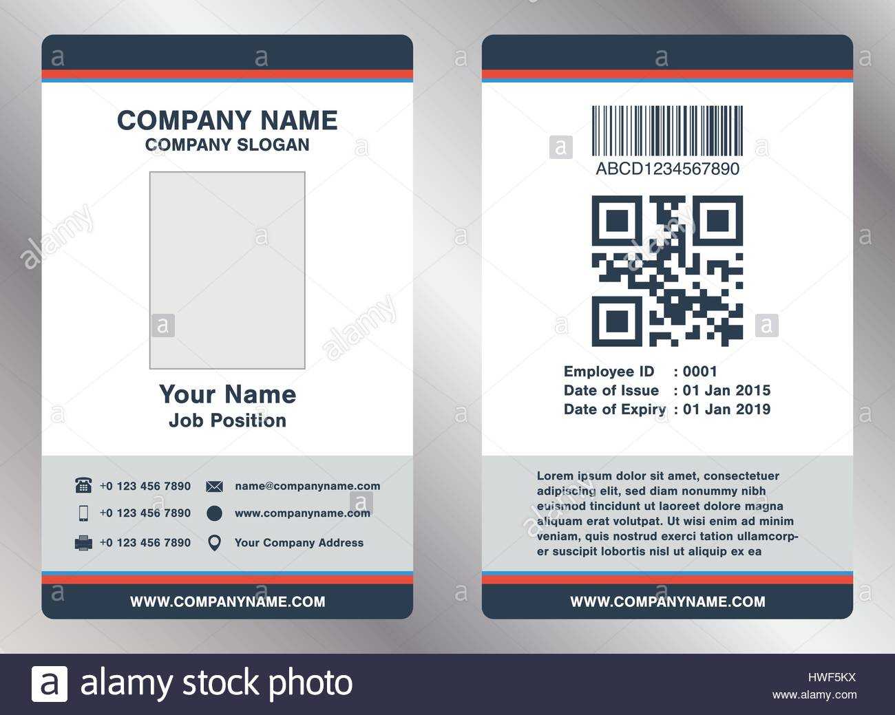 Simple Employee Business Name Card Template Vector Stock For Pvc Card Template