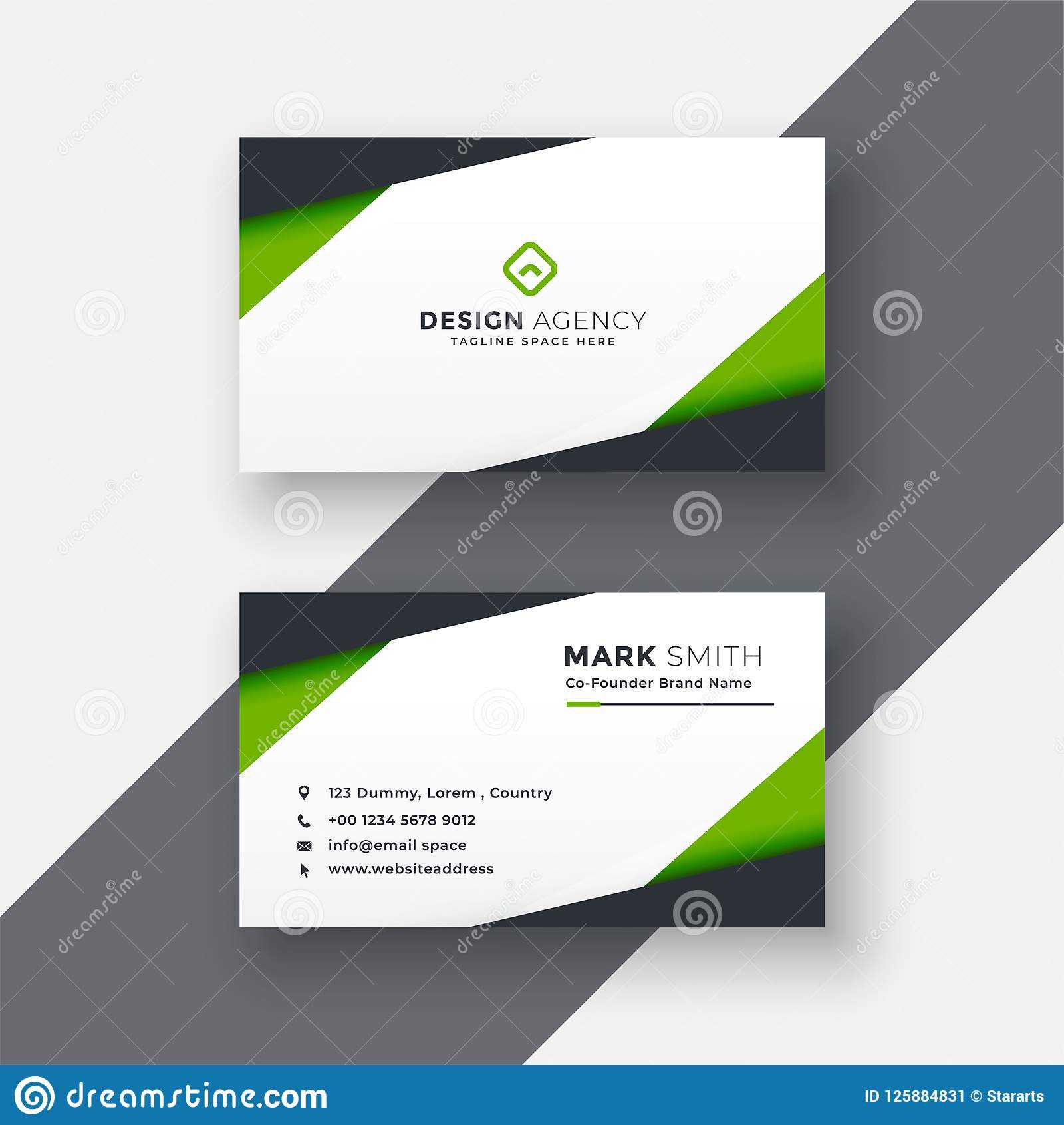 Simple Green Geometric Business Card Design Stock Vector With Regard To Office Max Business Card Template