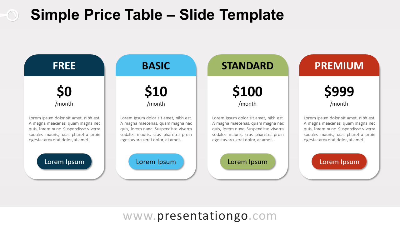 Simple Price Table For Powerpoint And Google Slides Regarding Price Is Right Powerpoint Template