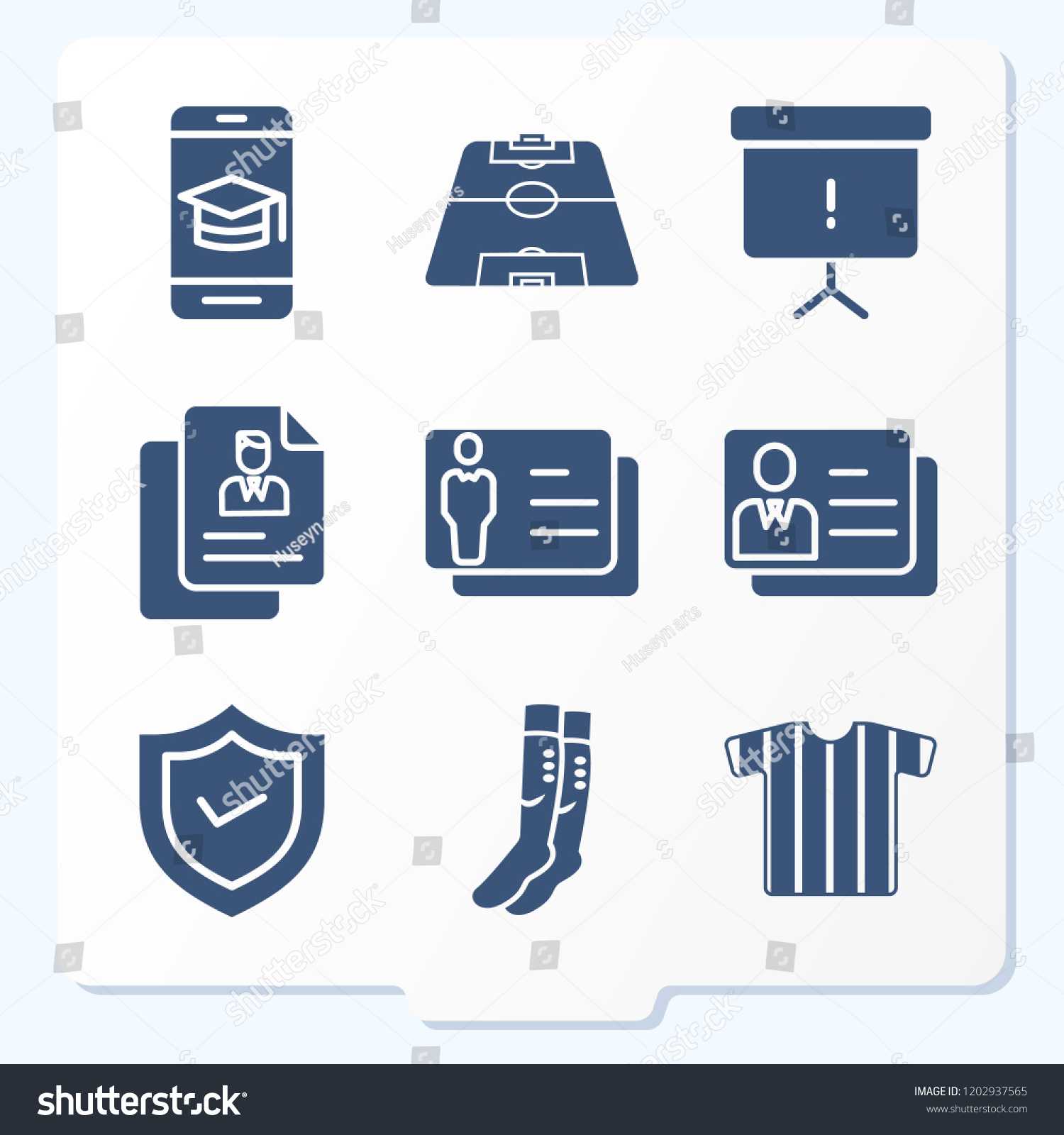 Simple Set 9 Icons Related Template Stock Vector (Royalty Intended For Shield Id Card Template