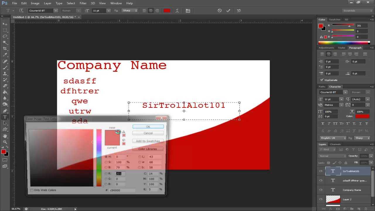 Simple Tutorials – Photoshop Cs6 – Making A Buisness Card Pertaining To Business Card Size Photoshop Template