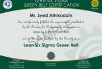 Six Sigma Black Belt Certificate Template Free Design Green inside Green Belt Certificate Template