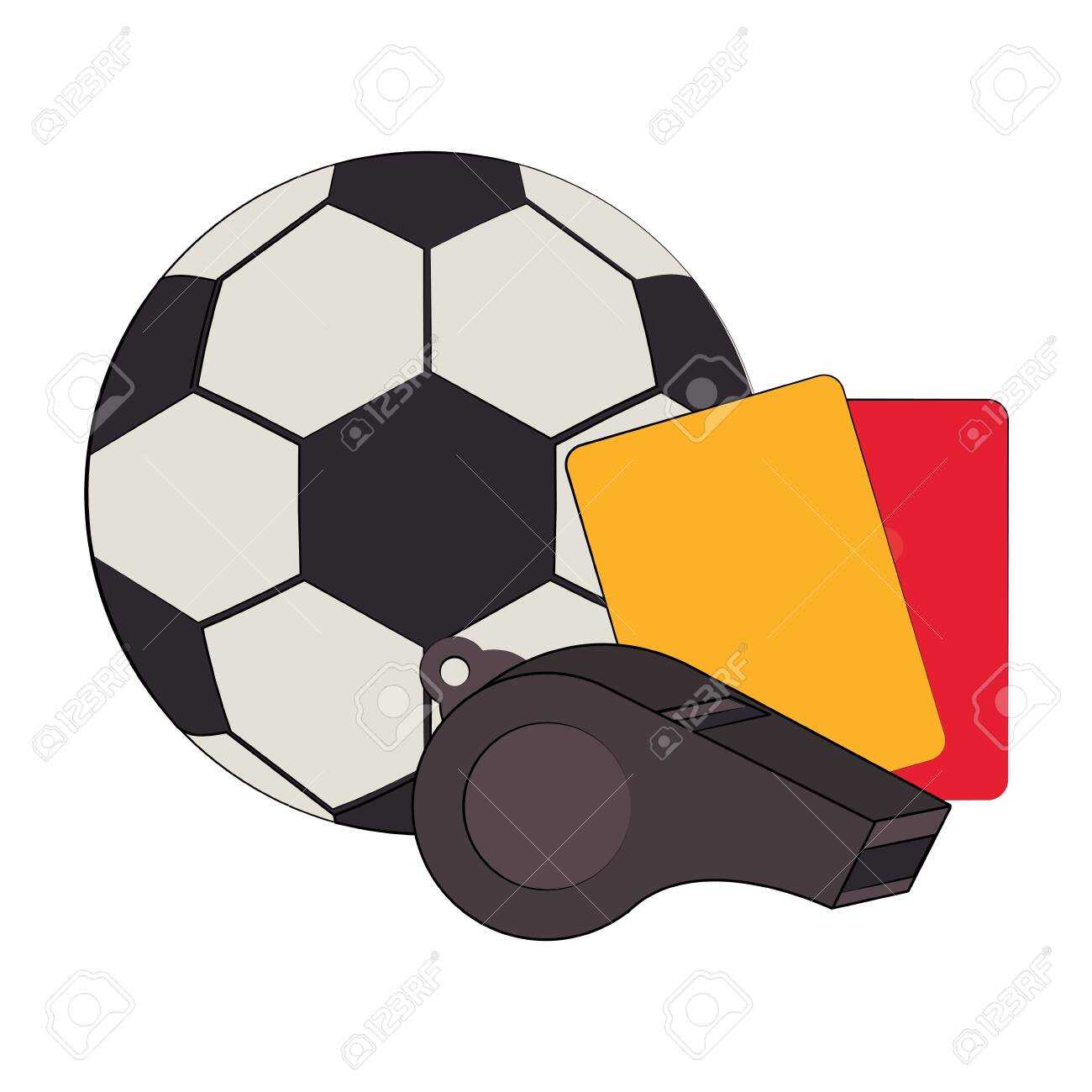 Soccer Football Sport Game Ball And Referee Cards With Whistle.. With Soccer Referee Game Card Template