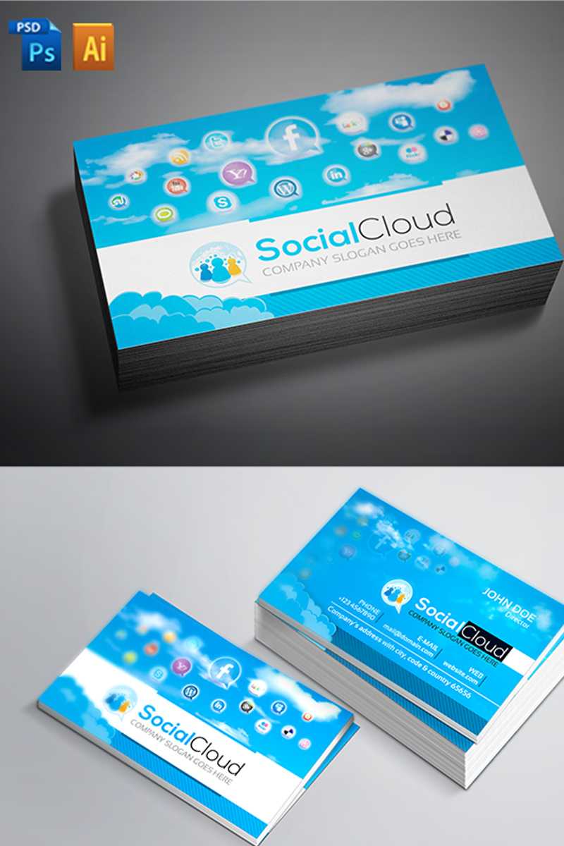 Social Media Business Card Corporate Identity Template For Media Id Card Templates