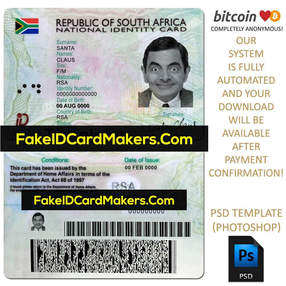 South Africa Id Card Template Psd Editable Fake Download Throughout Social Security Card Template Psd