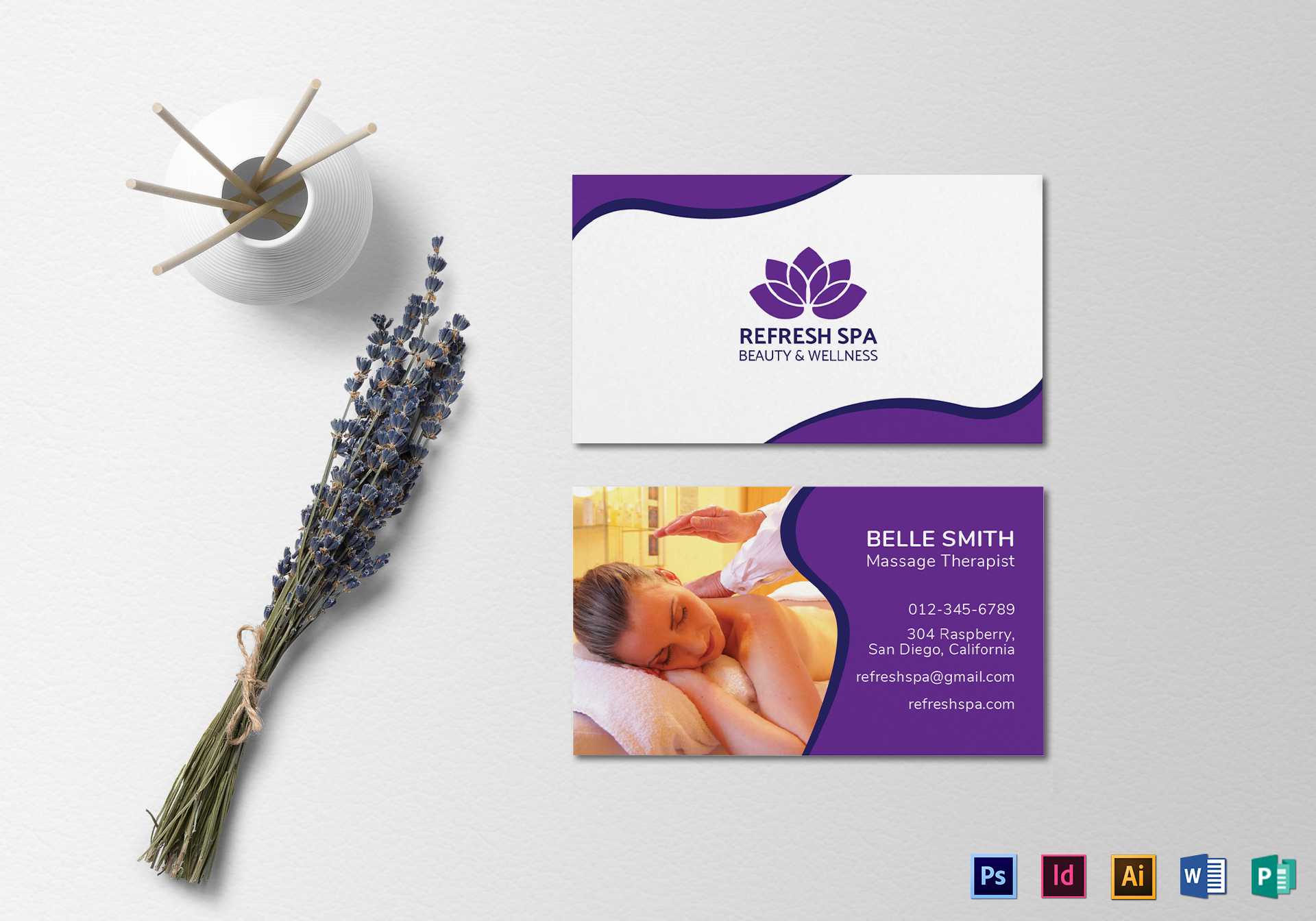 Spa Center Business Card Template Intended For Massage Therapy Business Card Templates