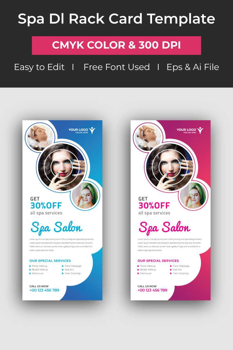 Spa Dl Rack Card Corporate Identity Template In Dl Card Template