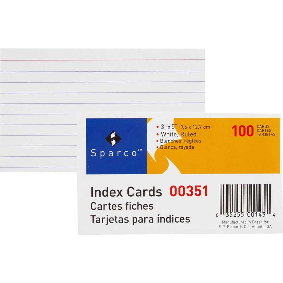 Sparco Printable Index Card – 3" X 5" – 75 Lb Basis Weight – 100 / Pack –  White With Regard To 3 By 5 Index Card Template