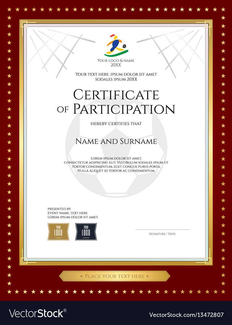 Sport Theme Certificate Of Participation Template In Free Templates For Certificates Of Participation