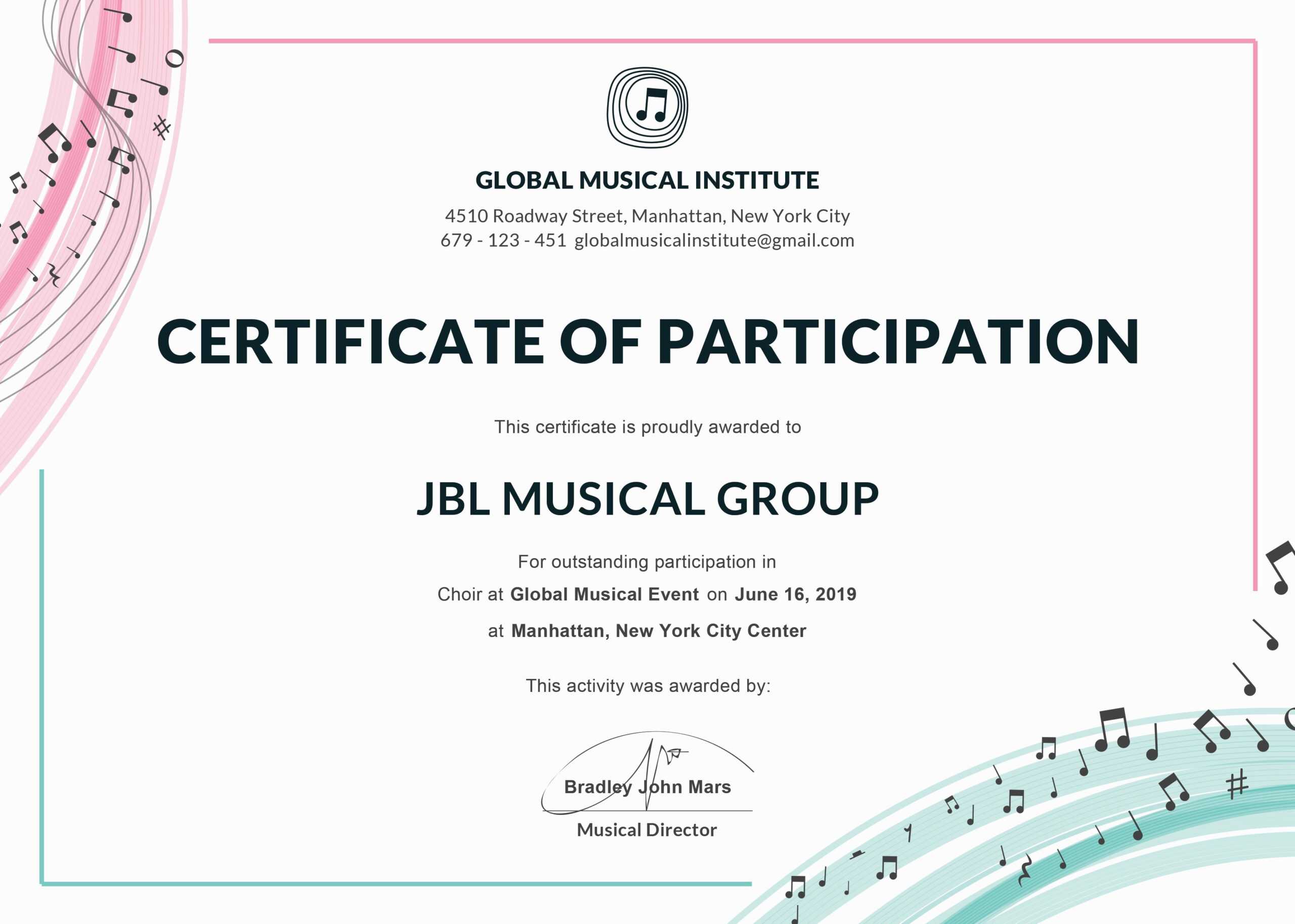 Sports Certificate Templates Free Printable Brochure Regarding Choir Certificate Template