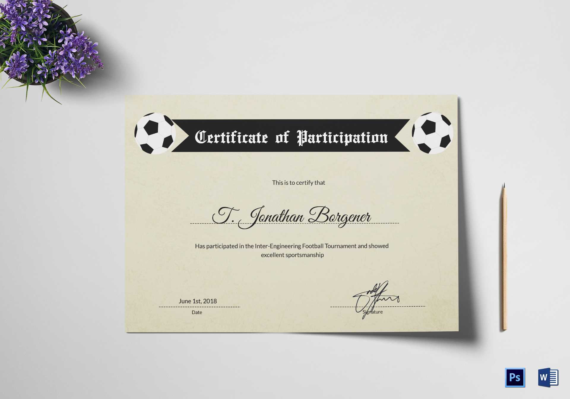 Sports Day Football Certificate Template Inside Football Certificate Template