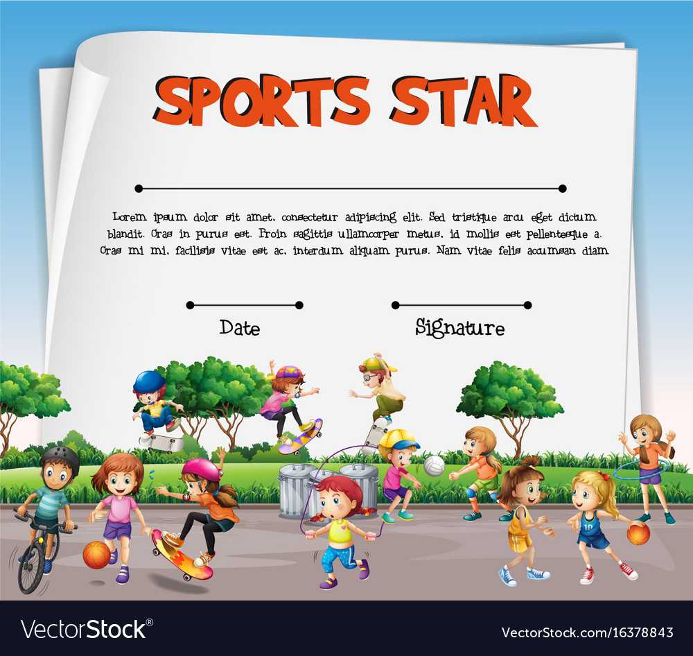 Sports Star Certificate Template With Kids For Star Of The Week Certificate Template