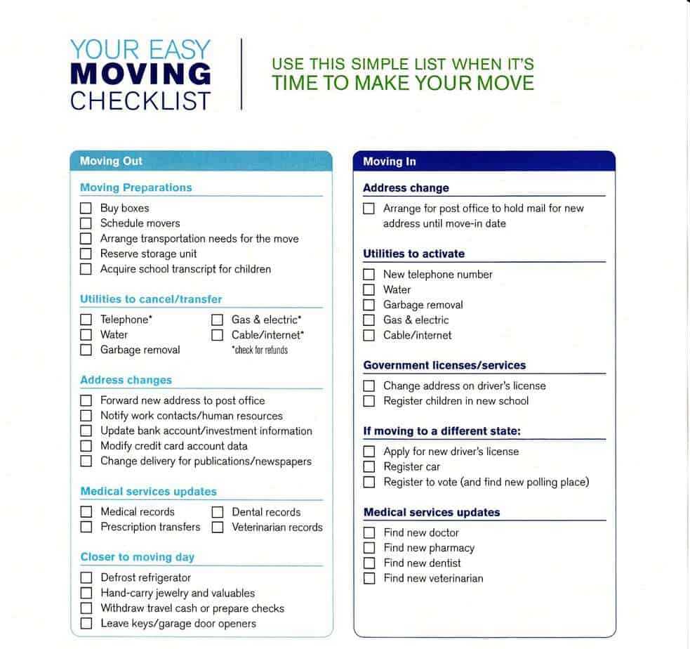 Spreadsheet Moving House Checklist Free Printable Download Inside Moving House Cards Template Free