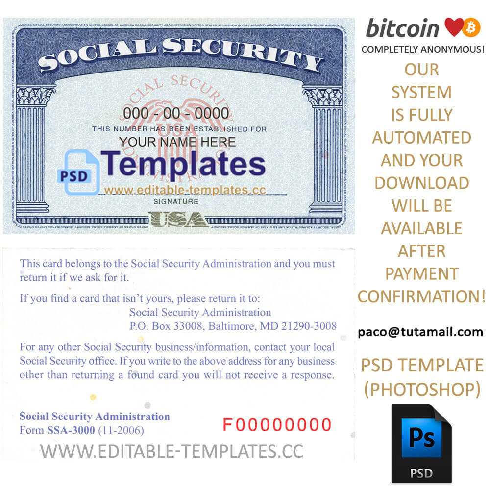 Ssn Usa Social Security Number Template Pertaining To Editable Social Security Card Template