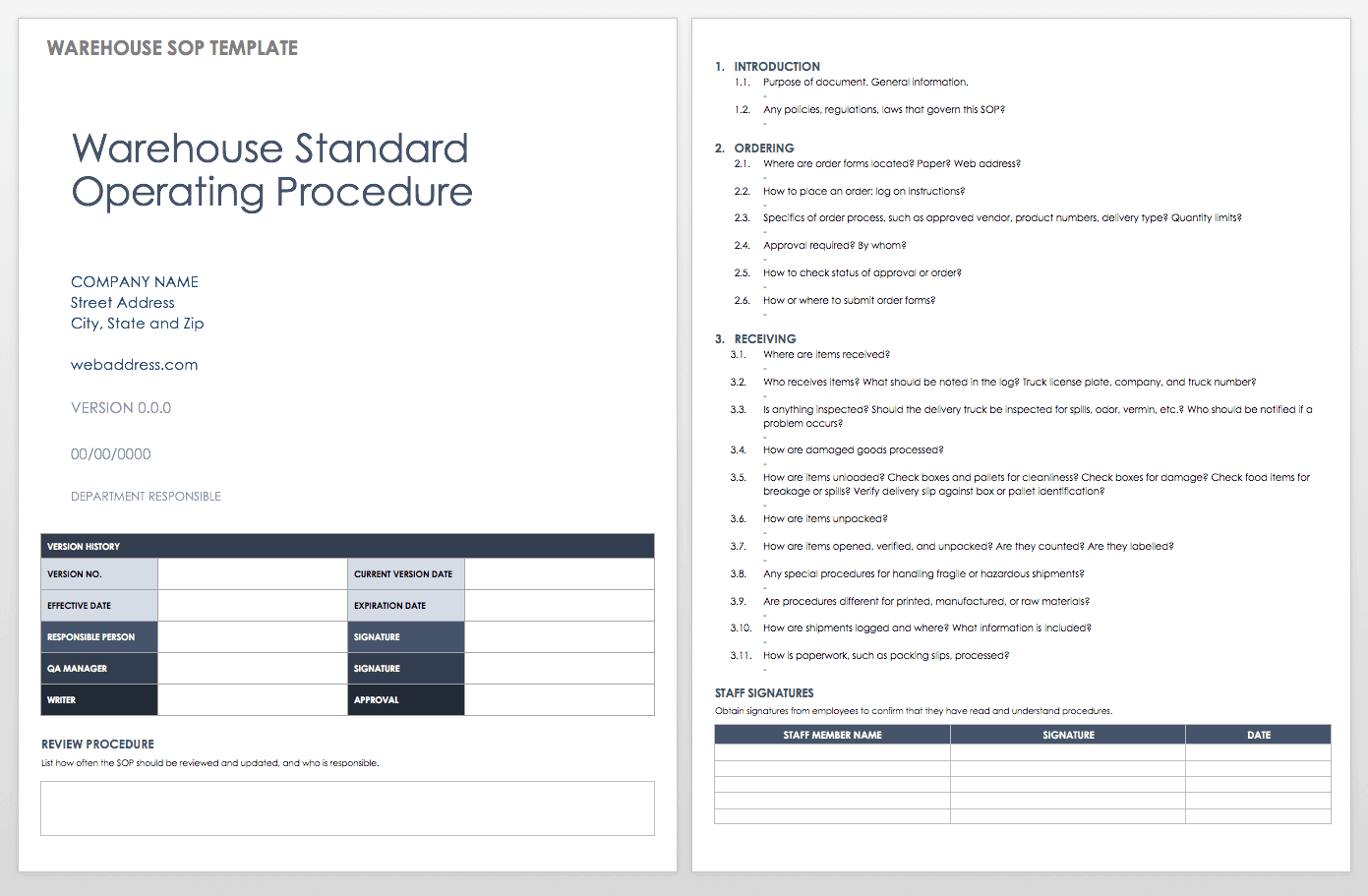 Standard Operating Procedures Templates | Smartsheet Throughout Osha 10 Card Template