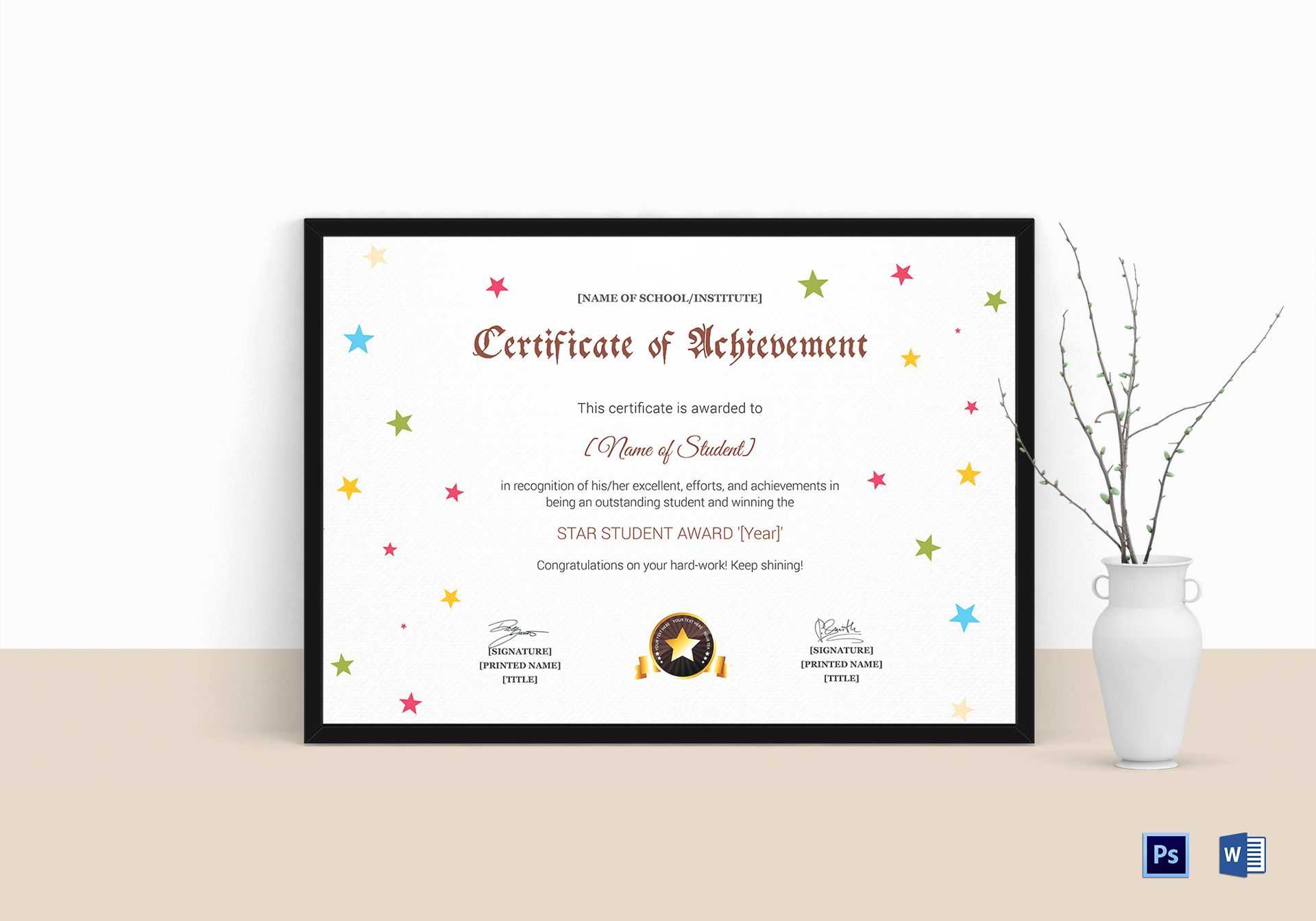 Star Achievement Certificate Template In Star Award Certificate Template