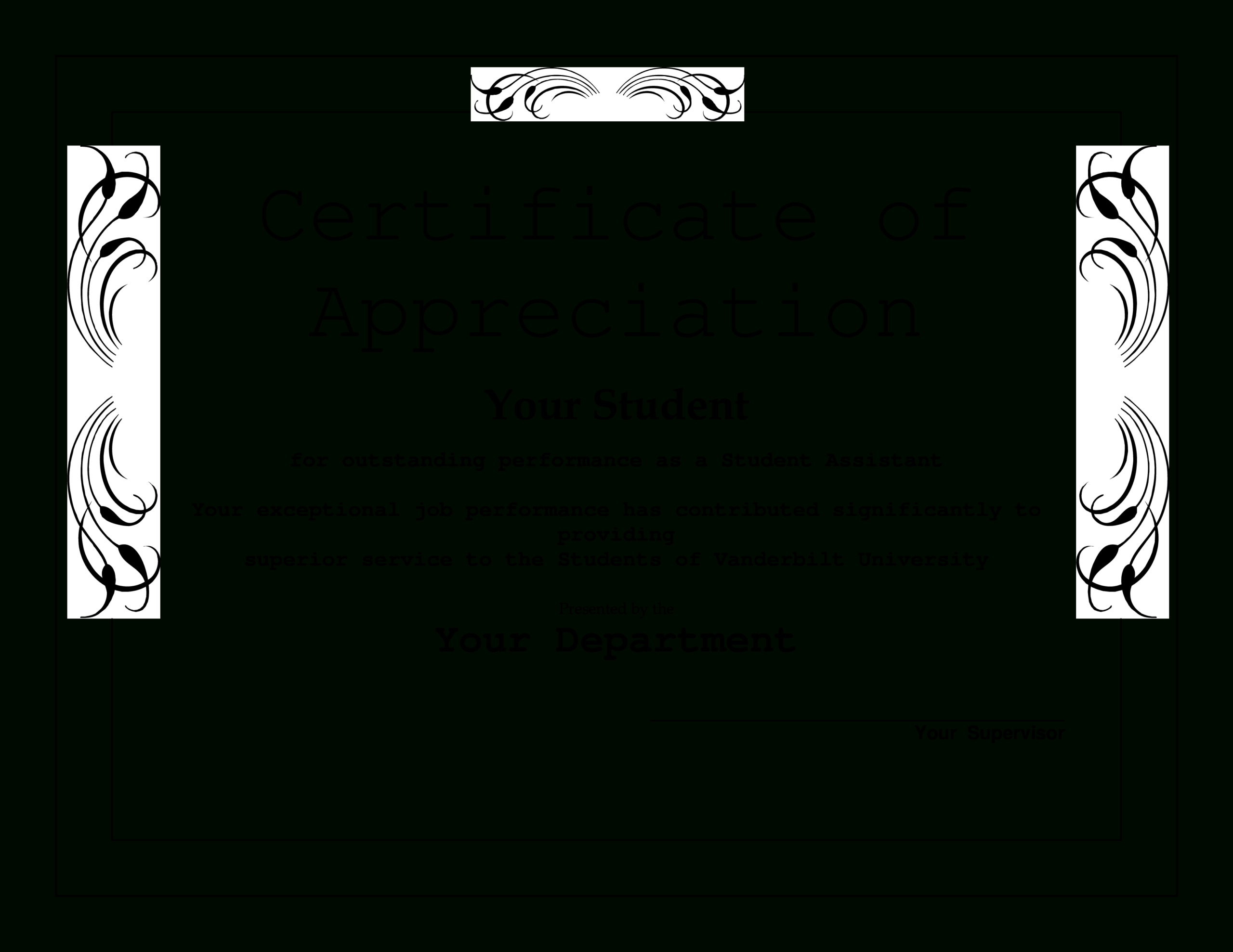 Student Appreciation Award | Templates At Within Student Of The Year Award Certificate Templates