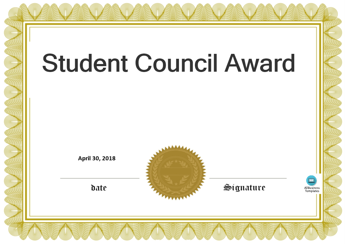 Student Council Award | Templates At Allbusinesstemplates Inside Free Printable Blank Award Certificate Templates
