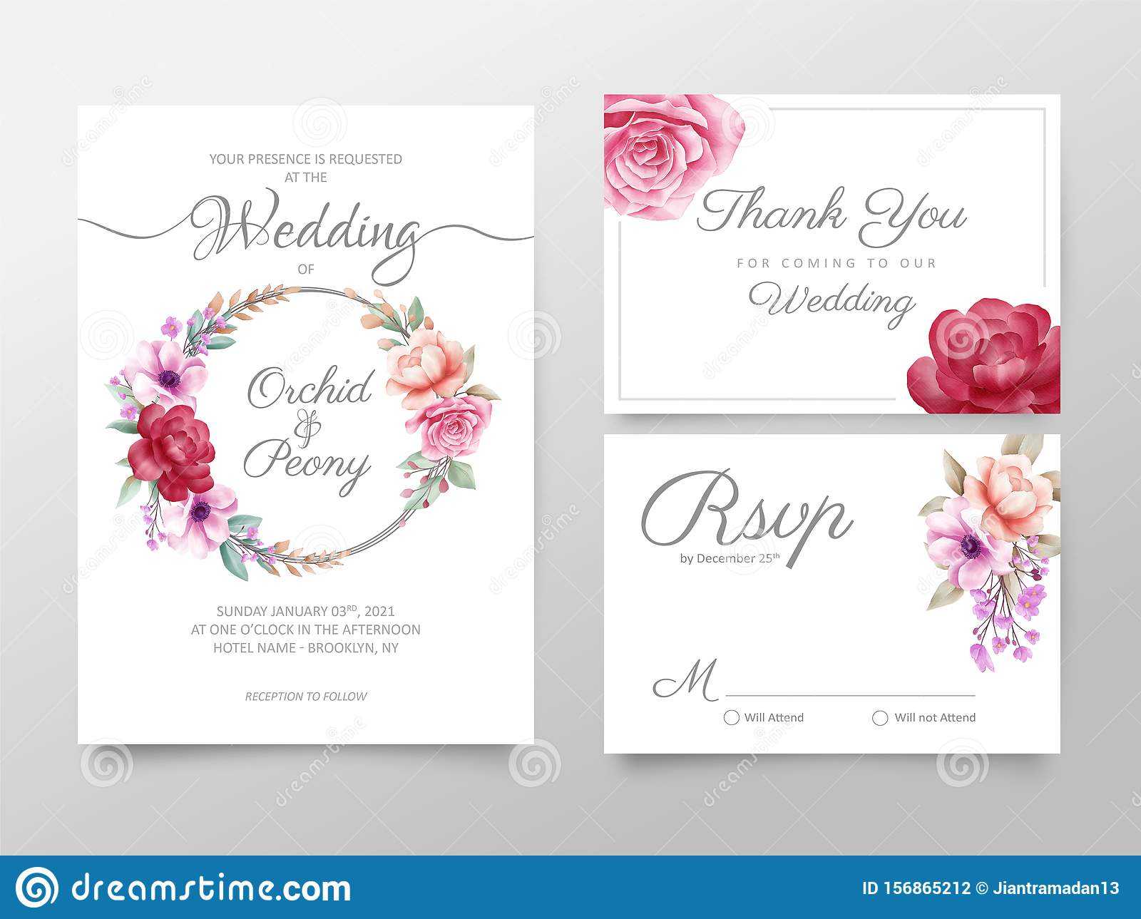 Stylish Watercolor Floral Wedding Invitation Cards Template Throughout Free Printable Wedding Rsvp Card Templates