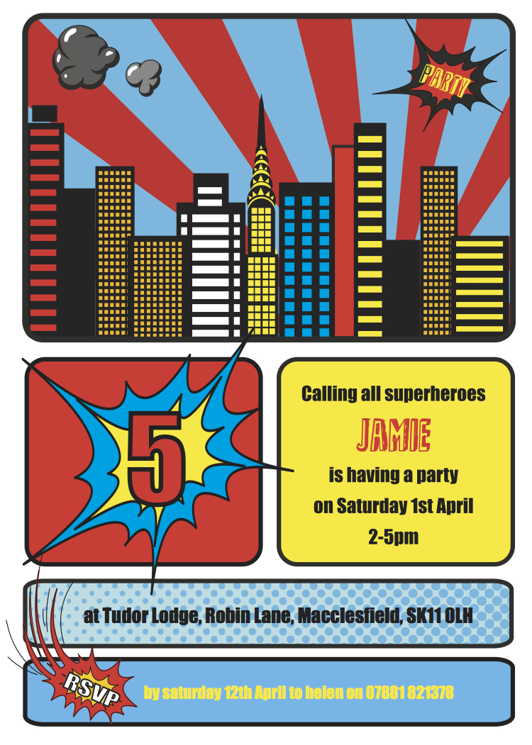 Superhero Party Invitation Templates Within Superhero Birthday Card Template