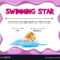 Swimming Star Certificate Template With Girl Pertaining To Swimming Certificate Templates Free