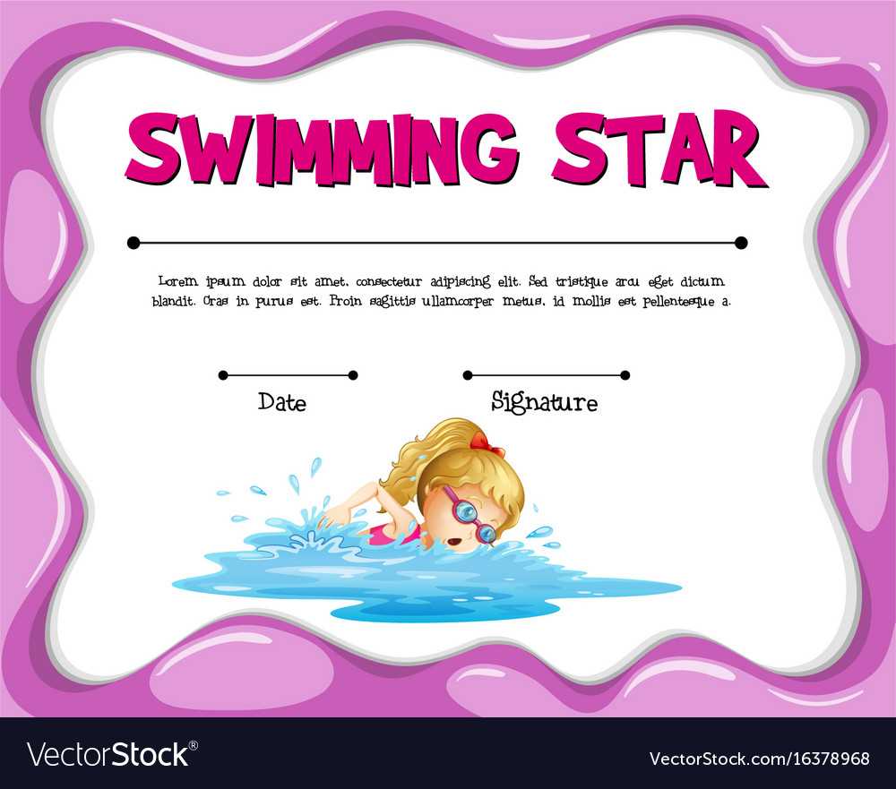 Swimming Star Certificate Template With Girl With Regard To Star Of The Week Certificate Template