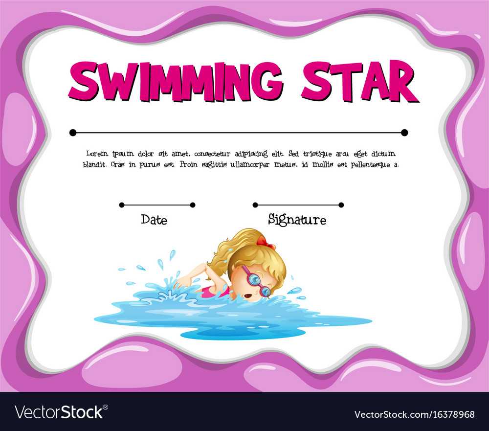 Swimming Star Certificate Template With Girl Within Free Swimming Certificate Templates