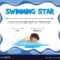 Swimming Star Certification Template With Swimmer In Swimming Award Certificate Template