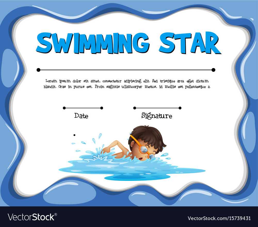 Swimming Star Certification Template With Swimmer In Swimming Award Certificate Template