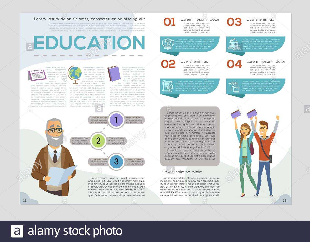 Teacher And Students – Colorful Vector Brochure Template With Regard To Student Brochure Template