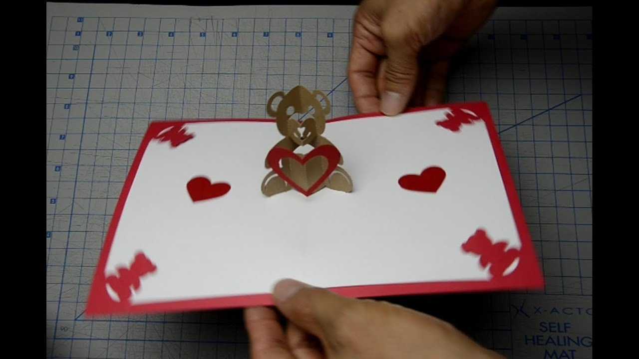 Teddy Bear Pop Up Card: Tutorial For 3D Heart Pop Up Card Template Pdf