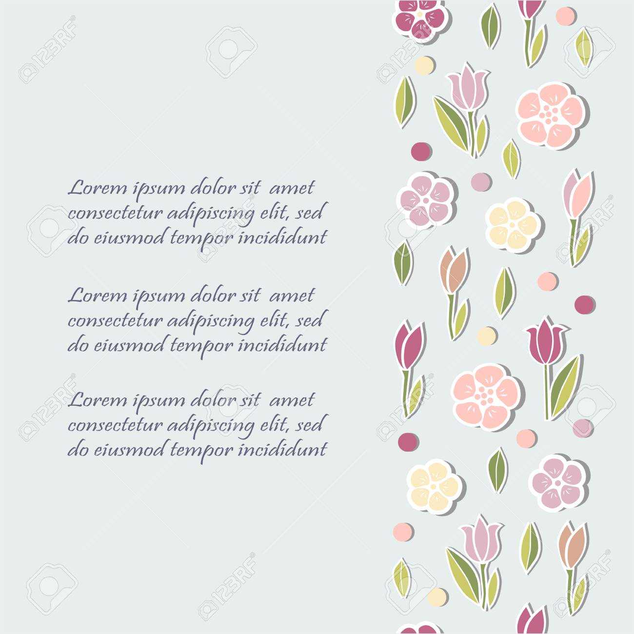 Template With Flowers For Party Invitation, Greeting Card, Postcard,.. For Mom Birthday Card Template