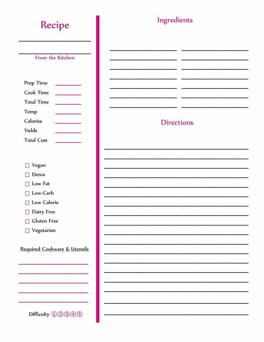 Templates For Recipes – Beyti.refinedtraveler.co In Microsoft Word Recipe Card Template