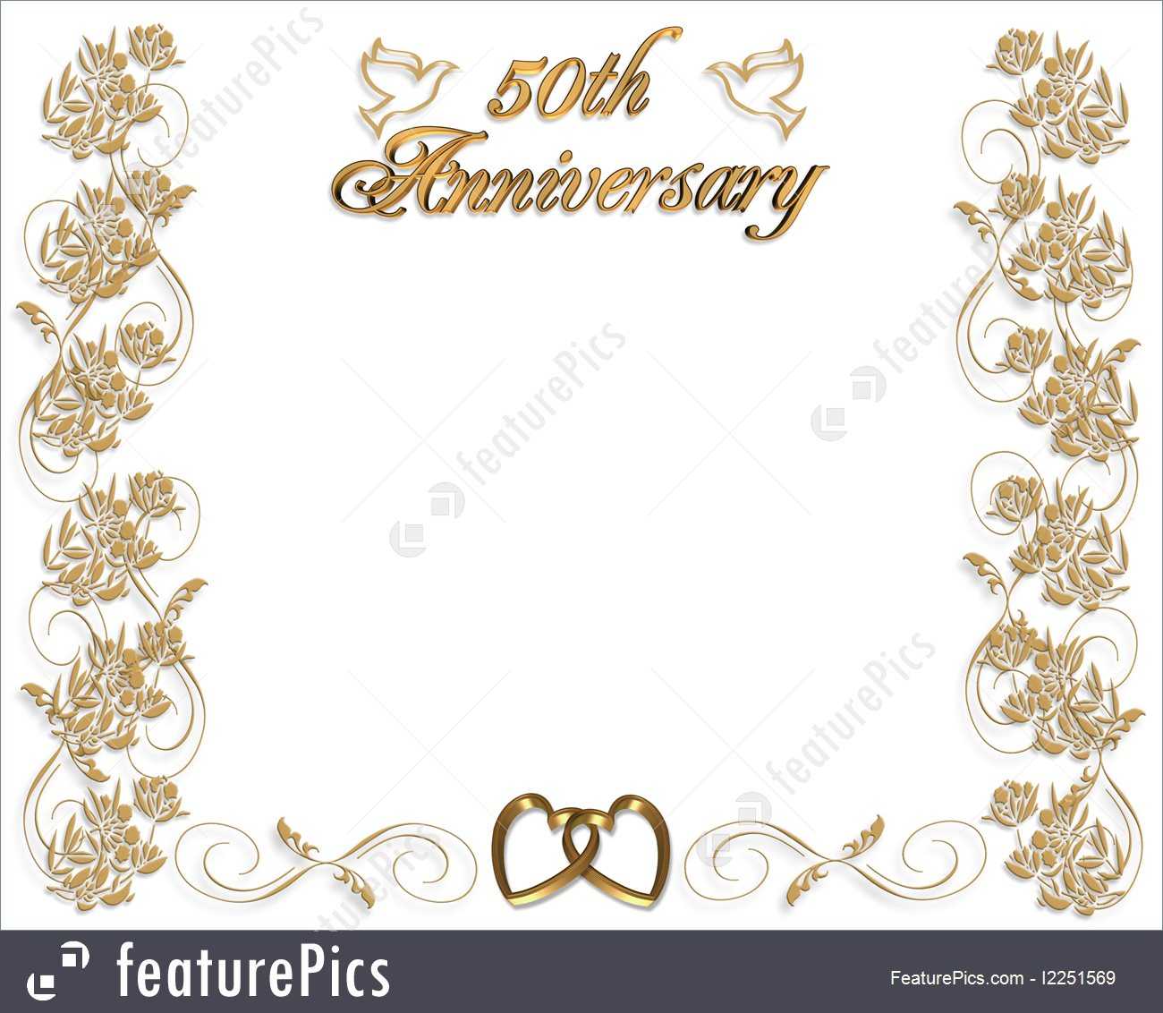 Templates: Wedding Anniversary Invitation 50 Years – Stock Illustration  I2251569 At Featurepics Inside Template For Anniversary Card