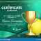Tennis Certificate Diploma With Golden Cup Vector. Sport Intended For Tennis Certificate Template Free