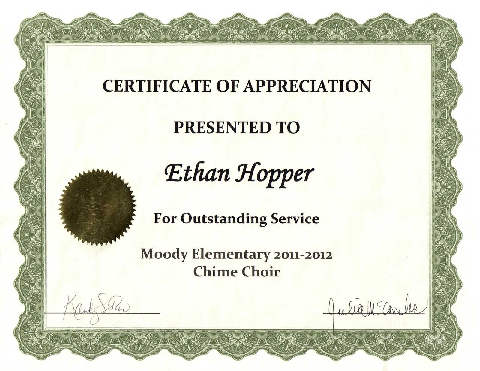 The Jason Hopper Family: June 2012 Intended For Choir Certificate Template