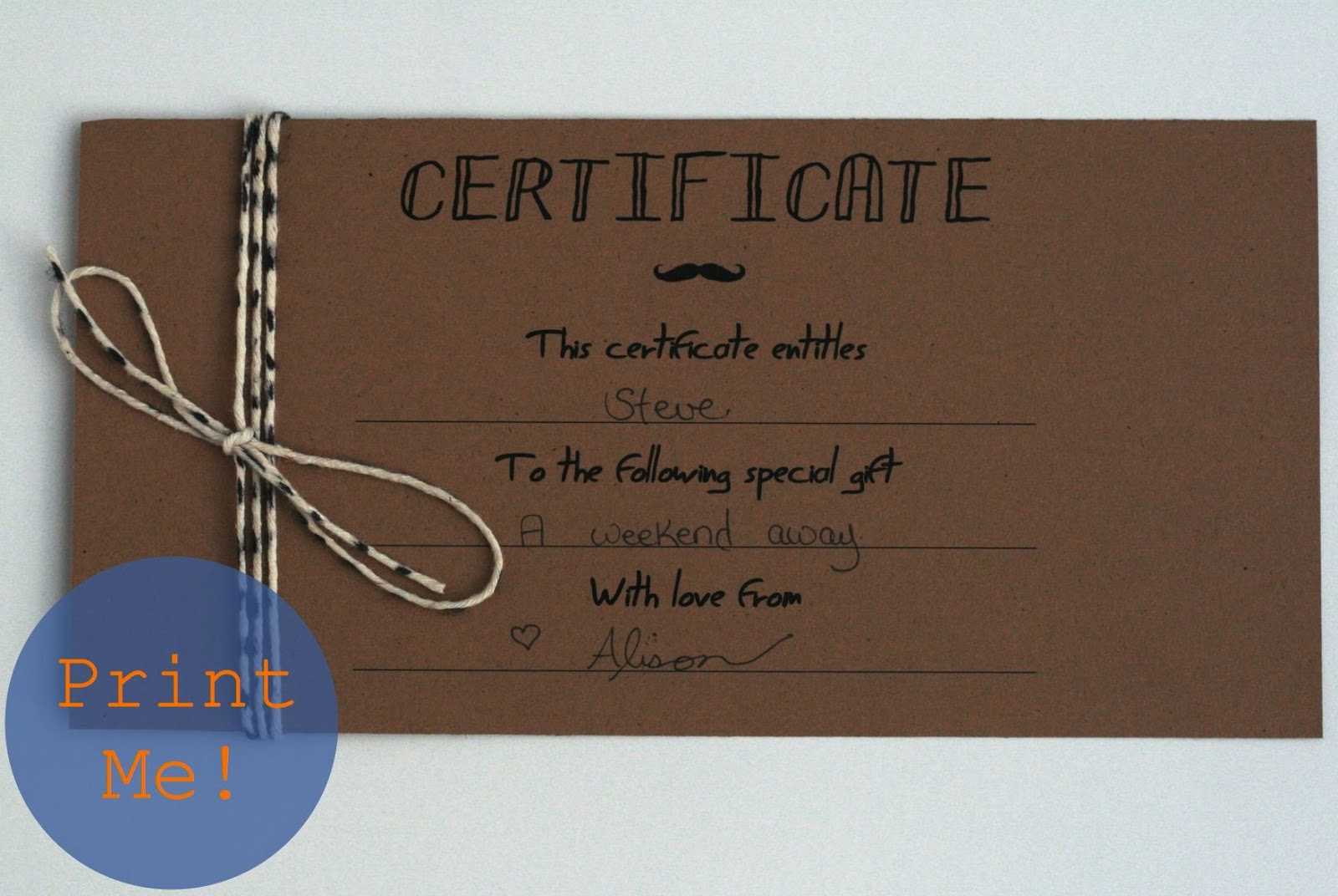 The Petit Cadeau: Printable Gift Certificates For Men! Intended For Homemade Gift Certificate Template